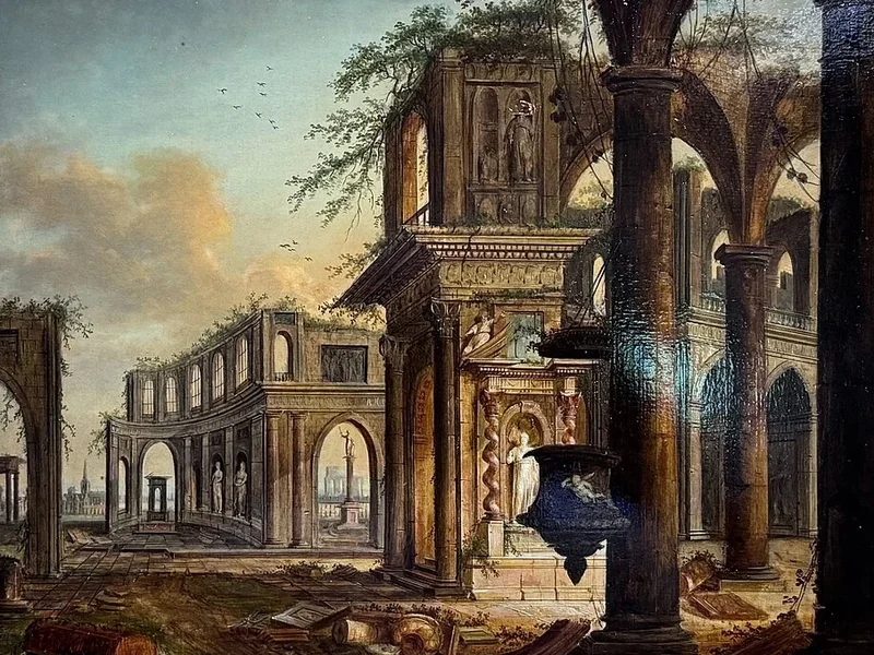1741-Christian Stöcklin - Rovine di una chiesa - Dessau, Anhaltische Gemäldegalerie